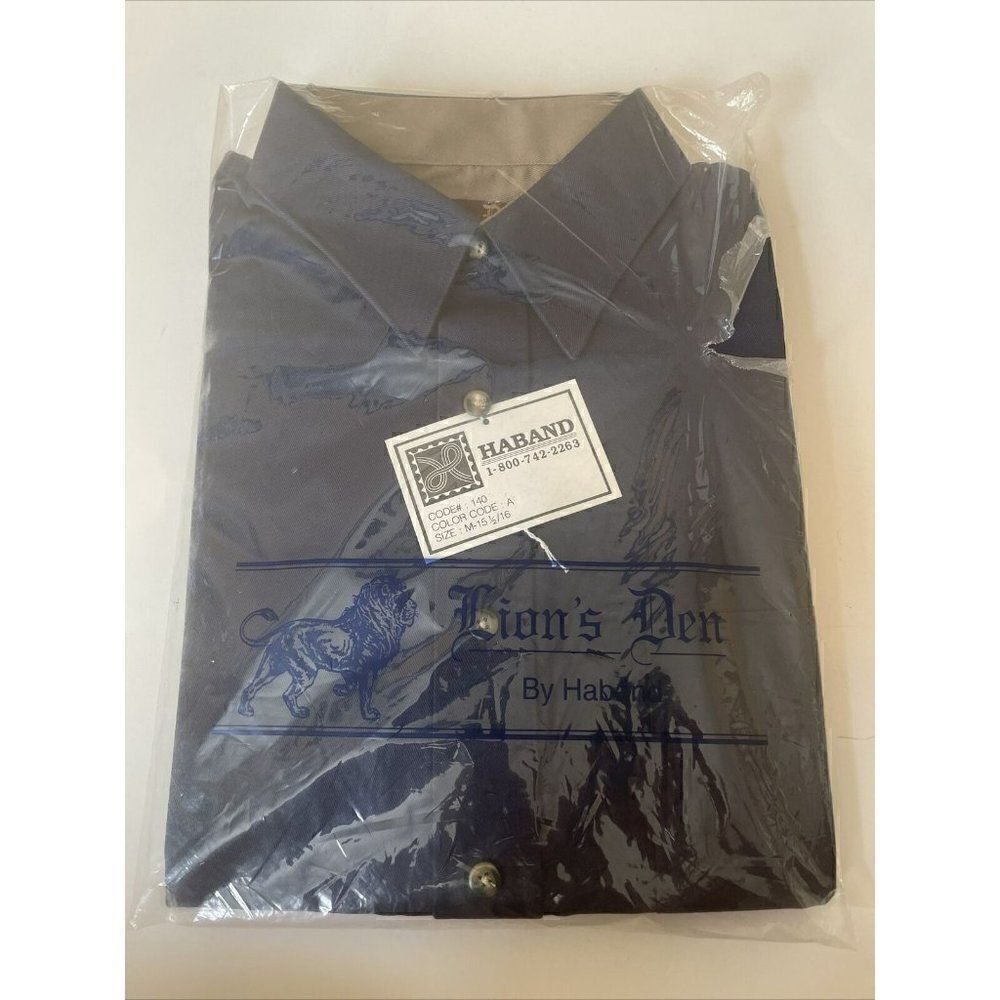 Lion’s Den By Haband Men’s Dress Shirt Size M 15.5 / 16 Navy Blue Brand New